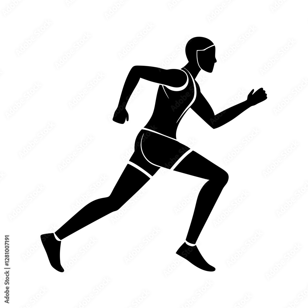 Modern runner art design simple flat silhouette on white background Modern runner art design simple flat silhouette on white background