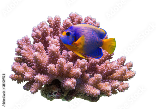 Fototapeta Naklejka Na Ścianę i Meble -  Isolated Coral Reef with Queen Angelfish