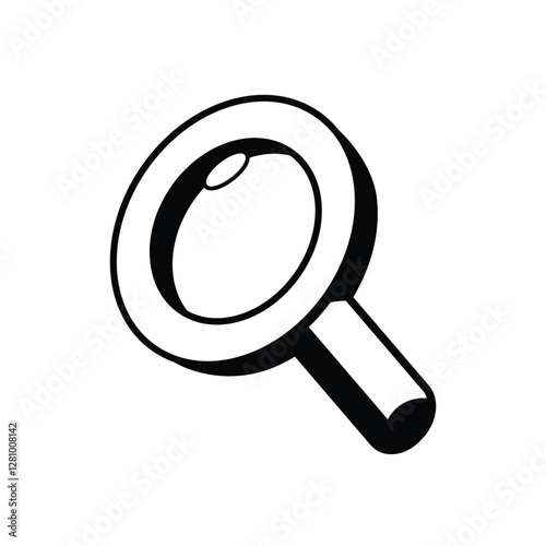 Black 3d popup magnifier or loupe icon 