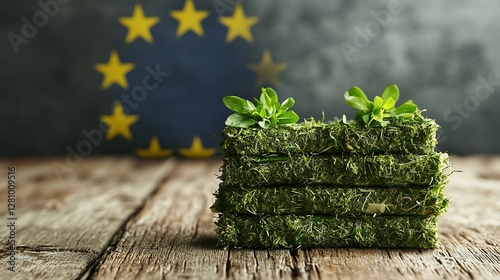 EU Grass Stacks on Wooden Table