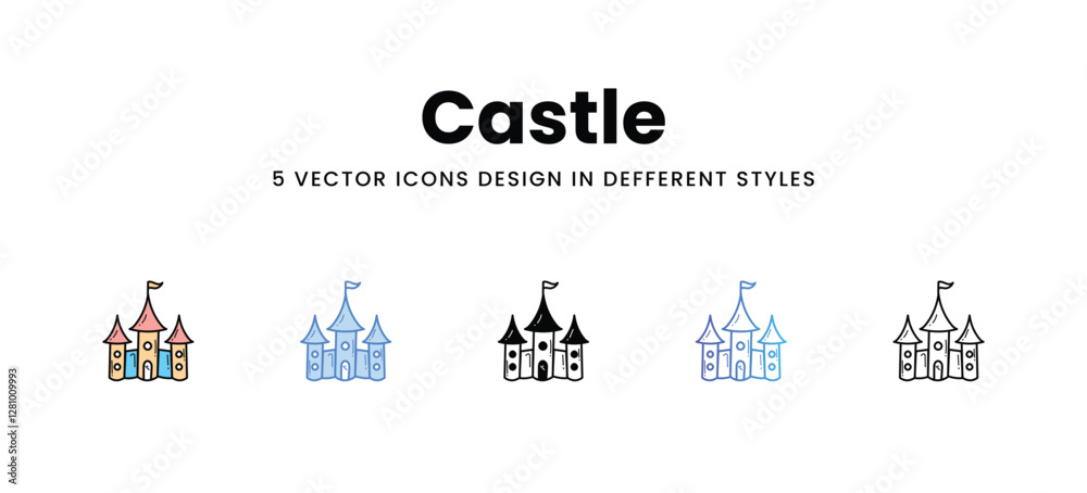 Castle vector icons set stock illustration