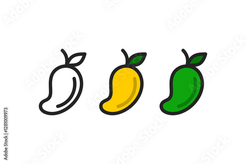 mango icon line and flat design set