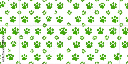 Green and White Polka Dot Dog Paws Seamless Repeating Tile Pattern