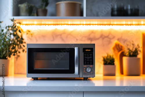modern kitchen with microwave
