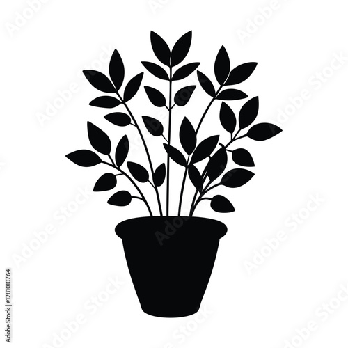 Flower tree branches silhouette design vector art illustration.
