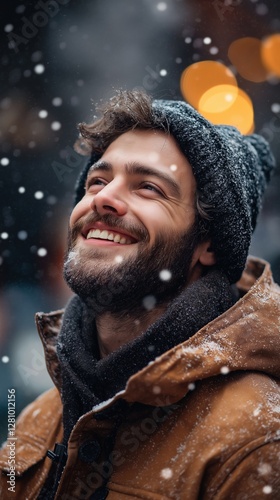 Happy smiling man enjoying ...