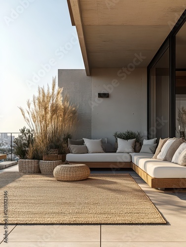 A Modern Home Balcony with Outdoor Relaxation Elements