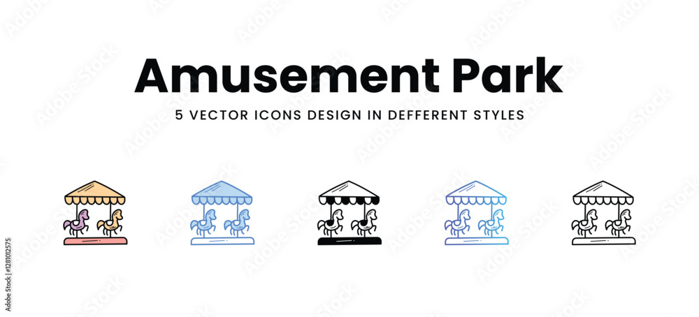 Amusement Park vector icons set stock illustration Amusement Park vector icons set stock illustration