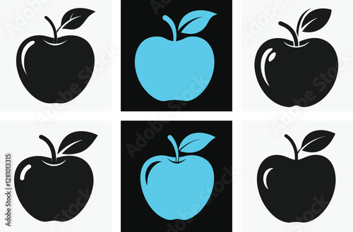 Apple vector icon, Apple silhouette vector set, apple icon bundle , vector illustration 