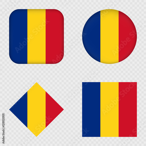 Romania Flag Icons Pack. Vector illustration.