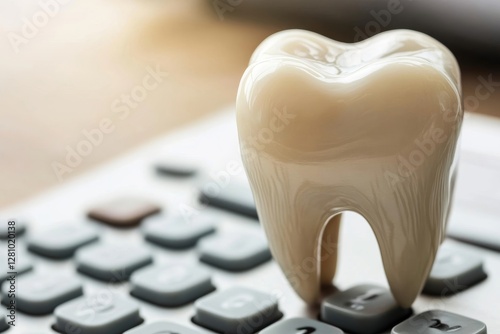 Tooth In Front Of Businessperson Calculating Bill, Generative AI