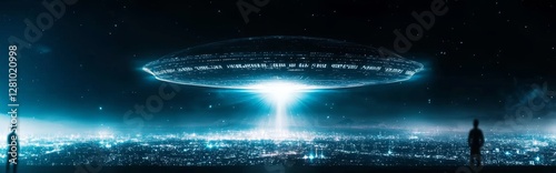 With the earth serving as a backdrop, an alien plate, signifying a UFO, was stationary in space, where an alien invasion involving humanoids and their spacecraft took place, incorporating elements photo