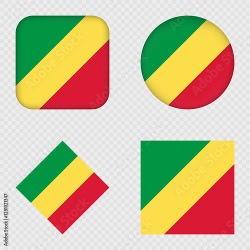 Republic of the Congo Flag Icons Pack. Vector illustration.