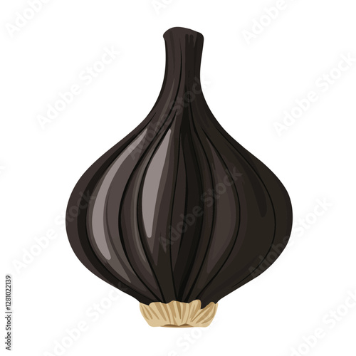 Flat vector black garlic, minimalist design, isolated on a white background.

