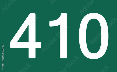 410 on a bright green canvas