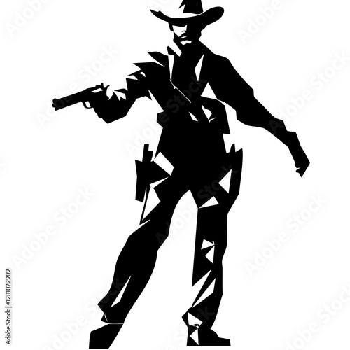 Silhouette of a Cowboy with Gun, Western Adventure