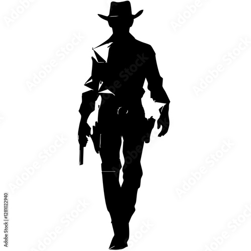 Silhouette of a Cowboy with Gun, Western Adventure