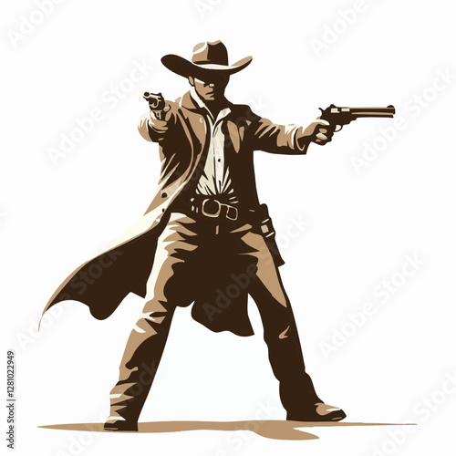 Silhouette of a Cowboy with Gun, Western Adventure