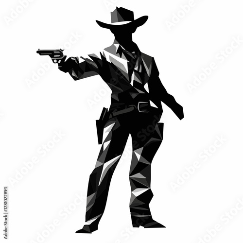 Silhouette of a Cowboy with Gun, Western Adventure
