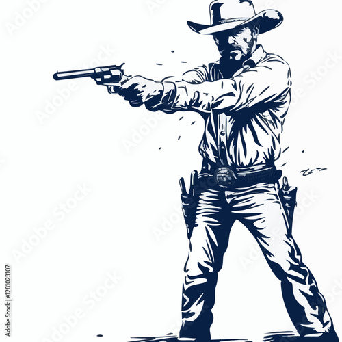 Silhouette of a Cowboy with Gun, Western Adventure