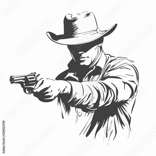 Silhouette of a Cowboy with Gun, Western Adventure