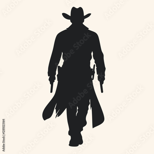 Silhouette of a Cowboy with Gun, Western Adventure