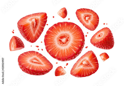 Isolated Freshly Cut Strawberry Medley