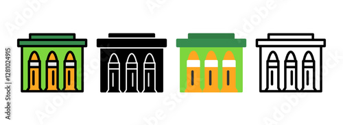 Set of Ammunition Line, Line Filled, Glyph, Flat Icons