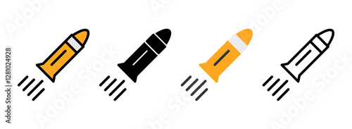 Set of Bullet Line, Line Filled, Glyph, Flat Icons