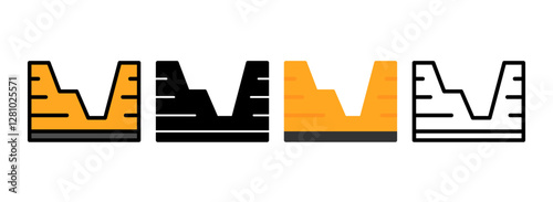 Set of Trench Line, Line Filled, Glyph, Flat Icons