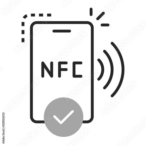 Mobile Wallet Transaction, Secure Fintech Banking. Editable Stroke