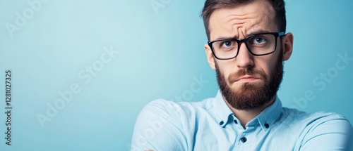 Thoughtful young man with glasses photo