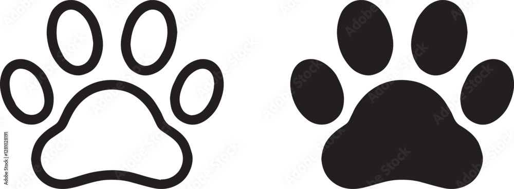 Fototapeta premium Simple Black and White Paw Print Icons