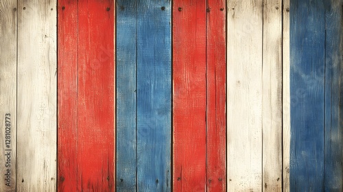 Patriotic Red White Blue Wooden Planks Background Texture