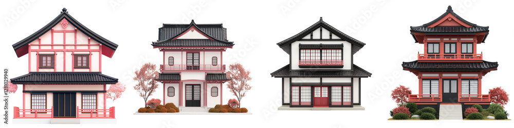 Colorful Traditional Japanese Architecture Featuring Distinctive Roofs Facades and Entrances Set in a Scenic Landscape with Gardens and Trees in the Historic City of Kyoto Japan Colorful Traditional Japanese Architecture Featuring Distinctive Roofs Facades and Entrances Set in a Scenic Landscape with Gardens and Trees in the Historic City of Kyoto Japan