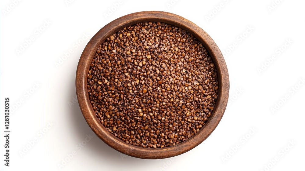 A wooden bowl filled with small, dark seeds, possibly for culinary use or health benefits. A wooden bowl filled with small, dark seeds, possibly for culinary use or health benefits.