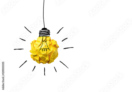 Isolated Crumpled Paper Light Bulb Idea