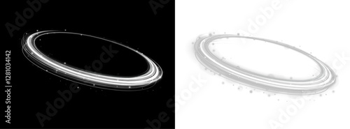 Ethereal White Energy Ring PNG, Soft Glowing Aura with Floating Particles and Dreamy Light, Fantasy Halo Effect for Enchanting, Magical, and Celestial-Themed Graphic Design Creations.