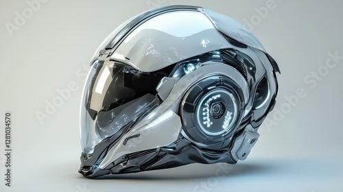 Futuristic White and Black Helmet Design Concept photo