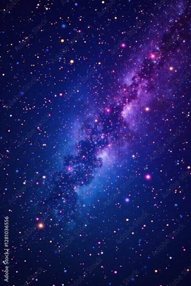 Obraz premium Starry expanse, sapphire and violet hues blending seamlessly, countless stars scattered , mystery, stellar, magical