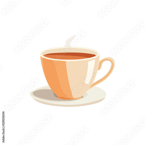 Flat vector chai tea, minimalist design, isolated on a white background.

