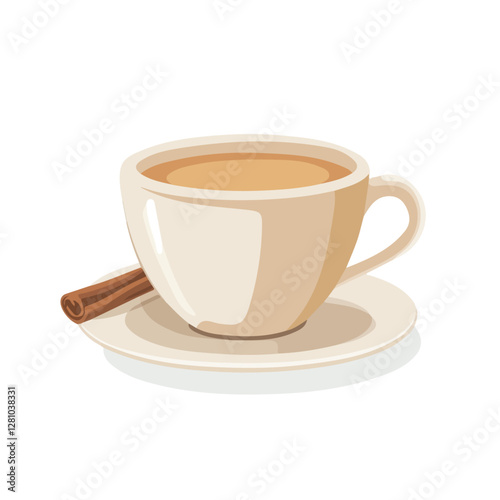 Flat vector chai tea, minimalist design, isolated on a white background.

