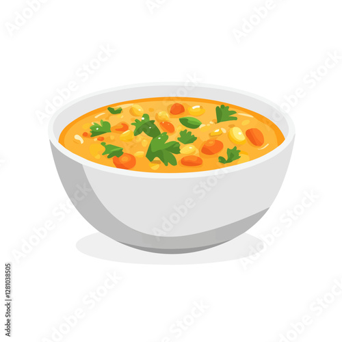 Flat vector chana masala, minimalist design, isolated on a white background.

