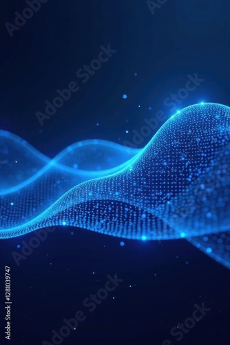 Abstract blue wave, glowing digital lines, tech background, data, light, texture