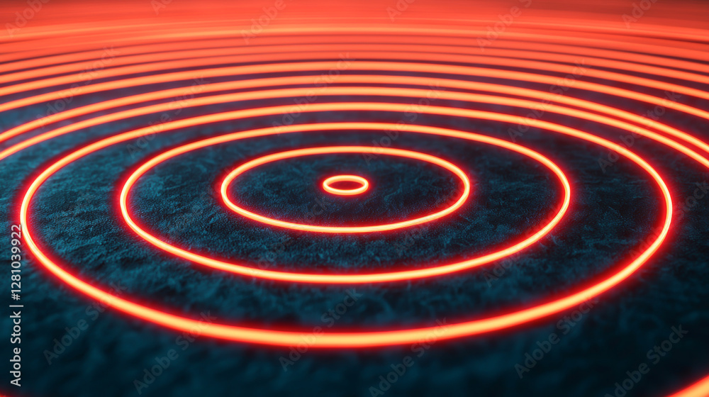 Fototapeta premium Abstract visualization of sound waves creating concentric circles in vibrant colors.