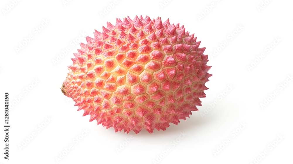 Single Lychee Fruit with Vibrant Red and Pink Hues on White Background Single Lychee Fruit with Vibrant Red and Pink Hues on White Background