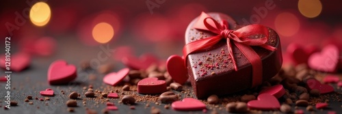 Dark and milk chocolate hearts, Valentine's Day present , red, premium, romance