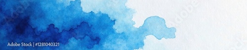 Deep blue abstract watercolor, textured white paper , shade, design, sky