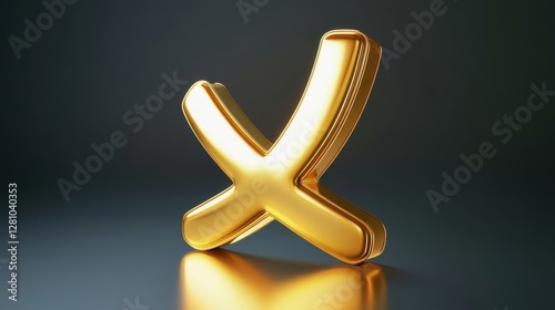 A three dimensional golden X symbol is shown photo