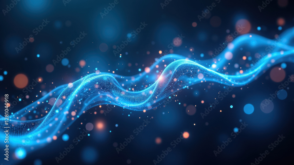 A dynamic illustration with swirling blue wavy lines that resemble a neural network or digital data flow, set against a backdrop of speckled lights. A dynamic illustration with swirling blue wavy lines that resemble a neural network or digital data flow, set against a backdrop of speckled lights.